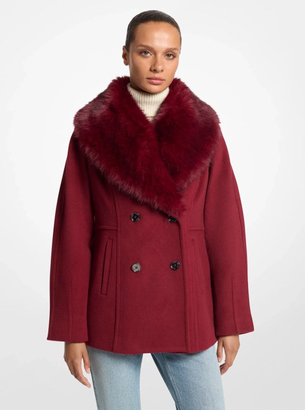 Michael Kors Faux Fur Collar Wool Blend Peacoat - Preorder