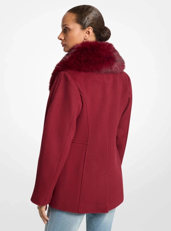 Michael Kors Faux Fur Collar Wool Blend Peacoat - Preorder