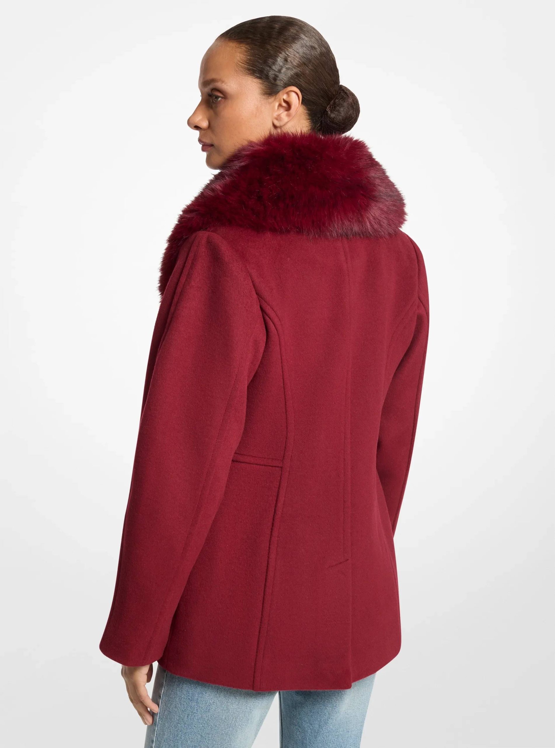 Michael Kors Faux Fur Collar Wool Blend Peacoat - Preorder