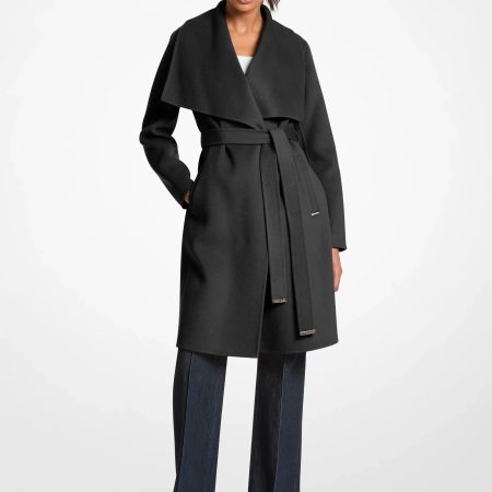 Michael Kors Wool Blend Wrap Coat - Preorder — Black
