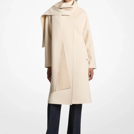 Michael Kors Wool Blend Wrap Coat With Scarf - Preorder — Bone