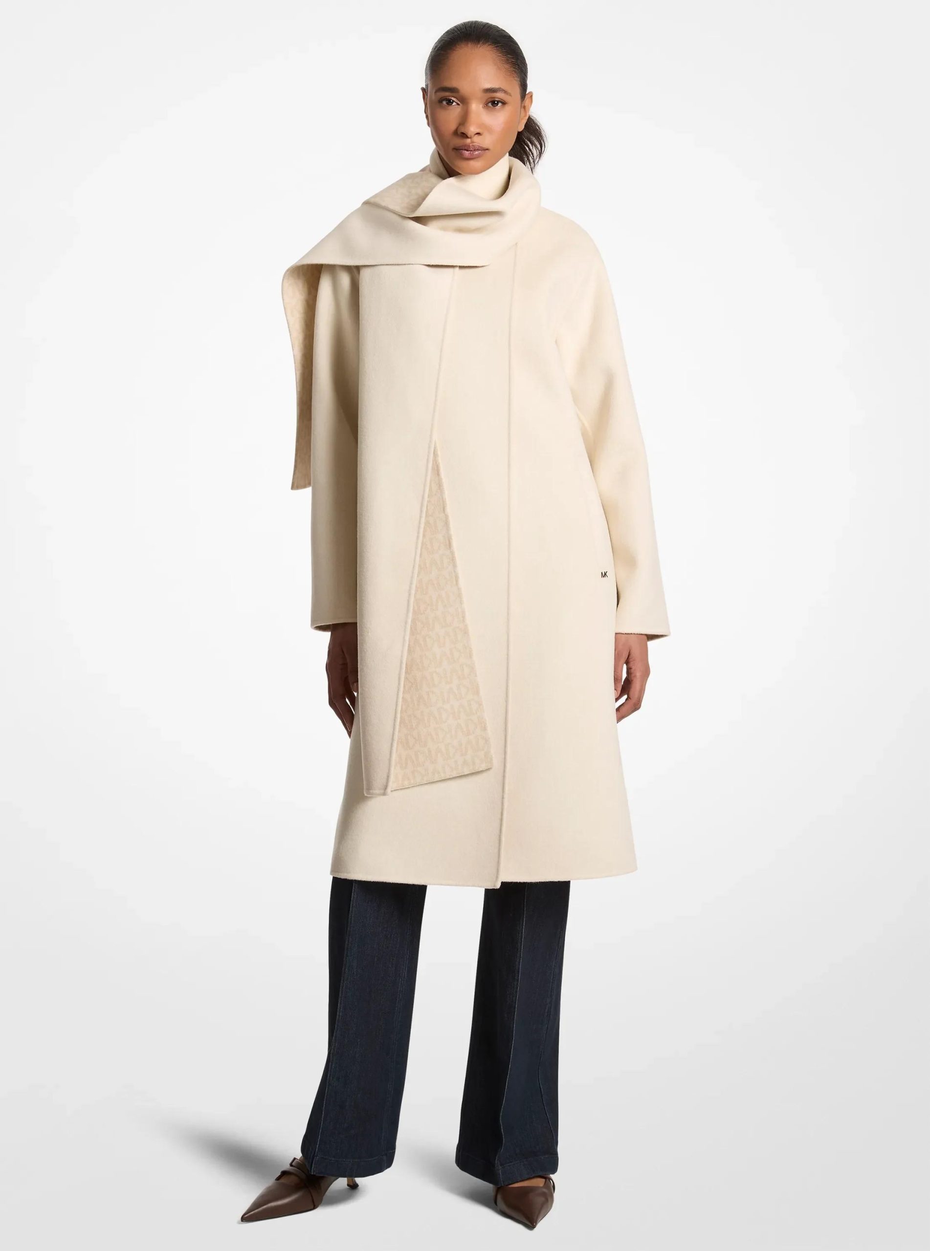 Michael Kors Wool Blend Wrap Coat With Scarf - Preorder