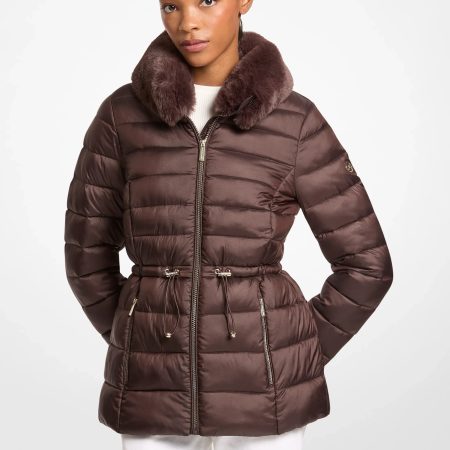 Michael Kors Faux Fur Quilted Puffer Jacket - Preorder — Chocolate