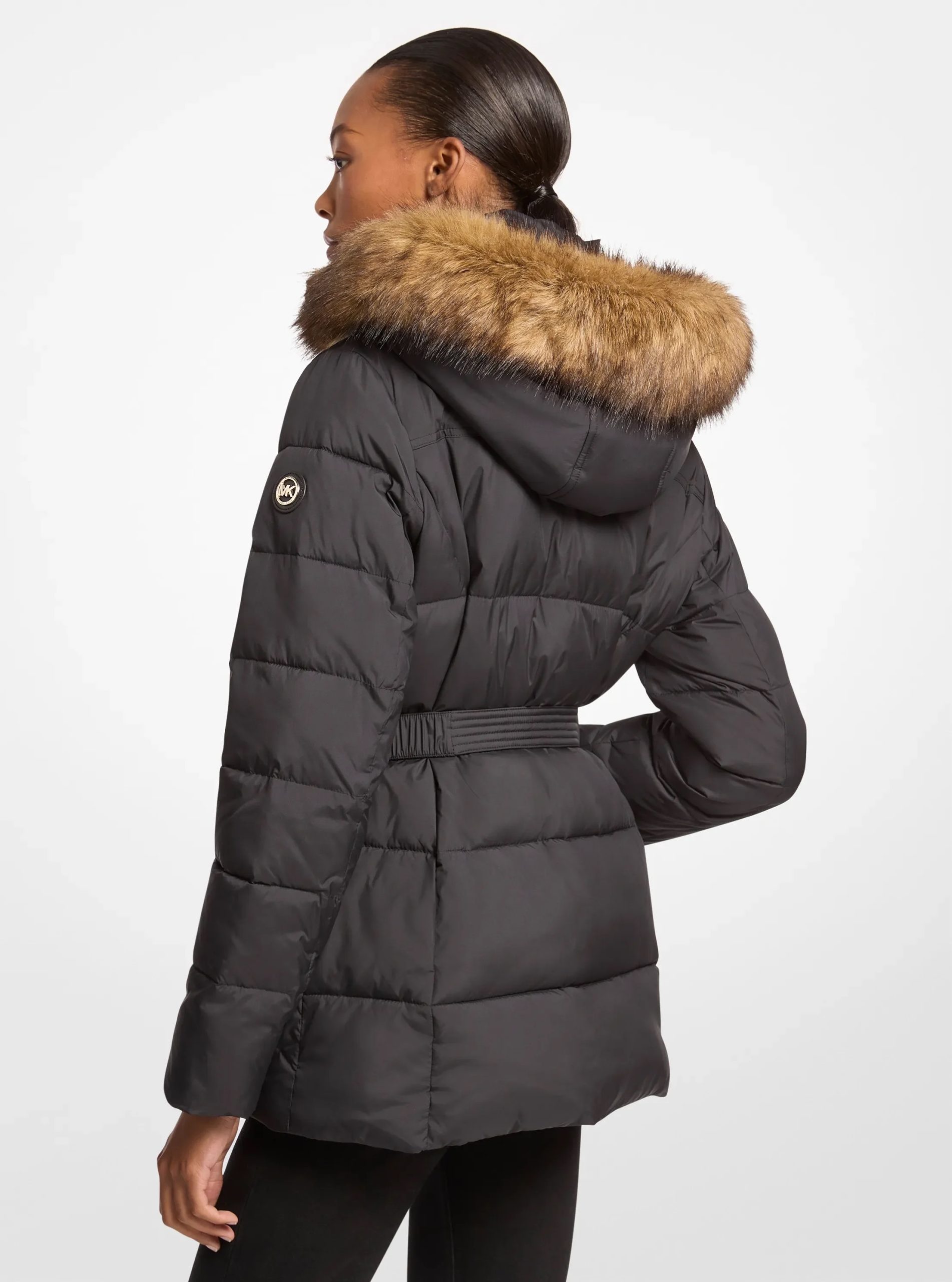 Michael Kors Faux Fur Trim Belted Puffer Jacket - Preorder