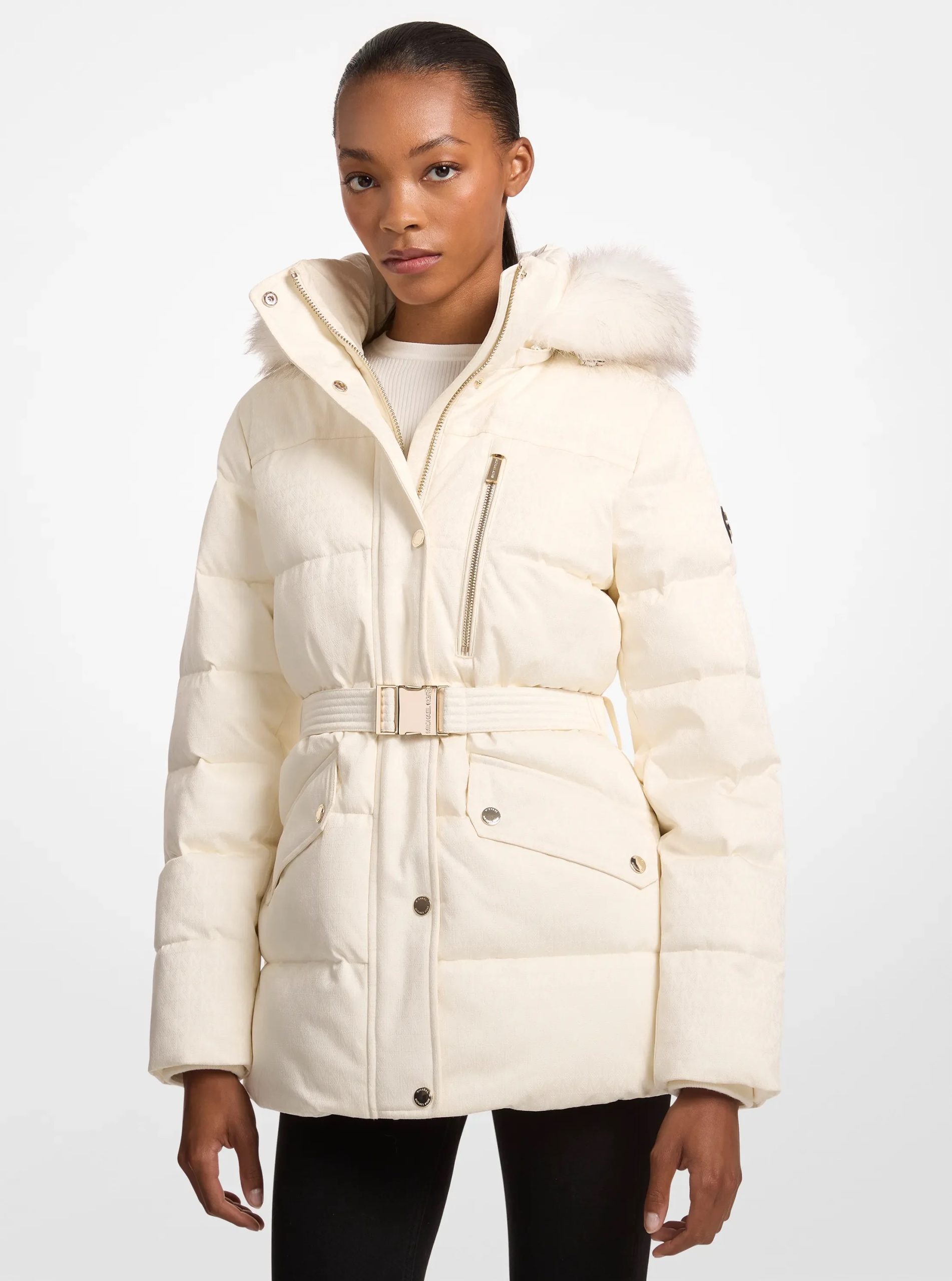 Michael Kors Faux Fur Trim Belted Puffer Jacket - Preorder
