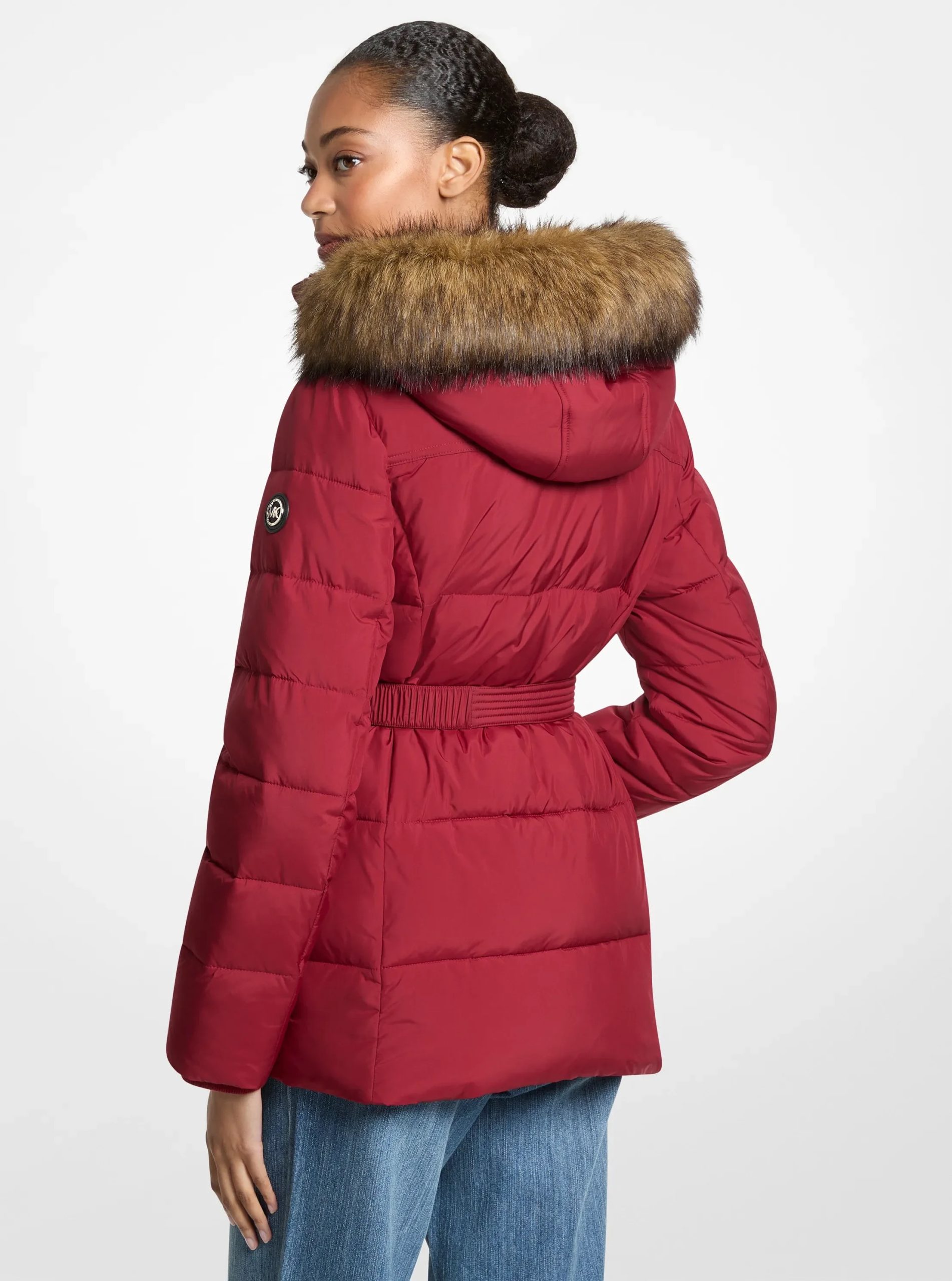 Michael Kors Faux Fur Trim Belted Puffer Jacket - Preorder