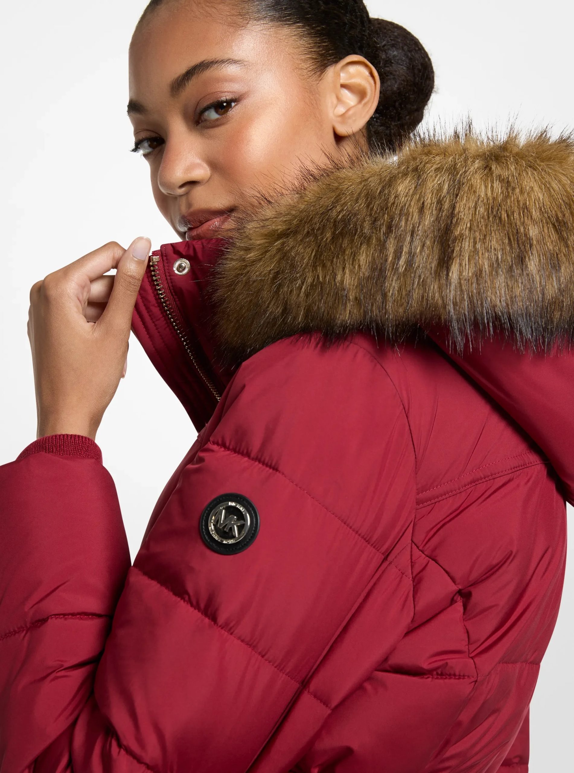 Michael Kors Faux Fur Trim Belted Puffer Jacket - Preorder