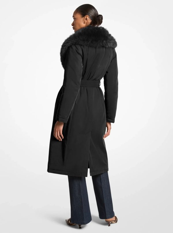 Michael Kors Faux Fur Collar Woven Belted Coat - Preorder