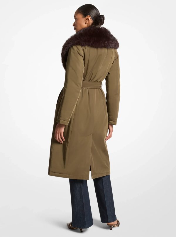 Michael Kors Faux Fur Collar Woven Belted Coat - Preorder