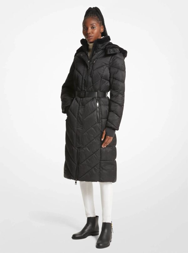 Michael Kors Faux Fur Trim Belted Puffer Coat - Preorder