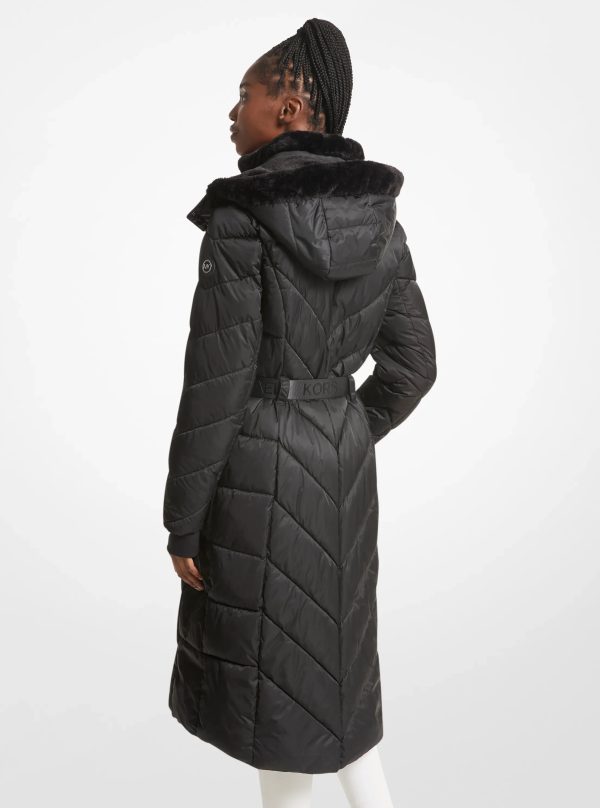 Michael Kors Faux Fur Trim Belted Puffer Coat - Preorder