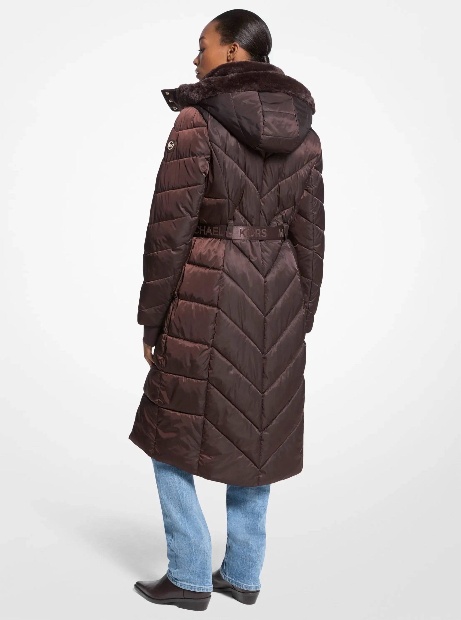 Michael Kors Faux Fur Trim Belted Puffer Coat - Preorder