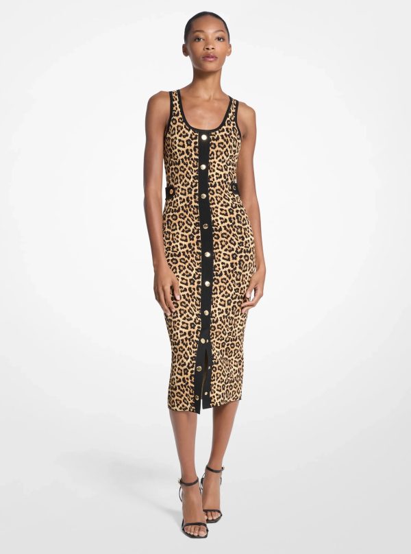 Michael Kors Leopard Print Stretch Viscose Midi Tank Dress - Preorder