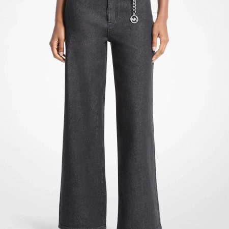 Michael Kors Stretch Denim Wide-Leg Jeans - Preorder — Black Rinse