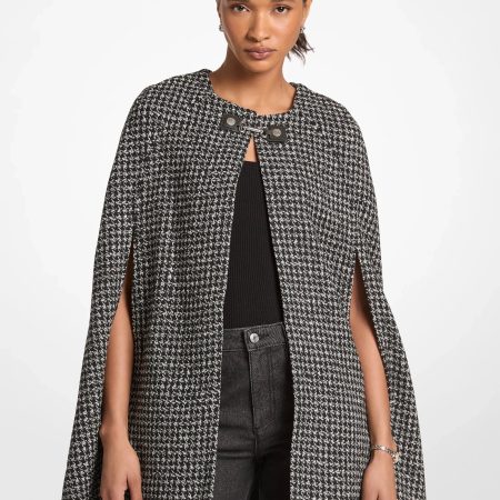 Michael Kors Carson Houndstooth Cape - Preorder — Black