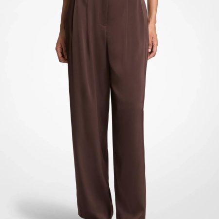 Michael Kors Pleated Satin Pants - Preorder — Chocolate
