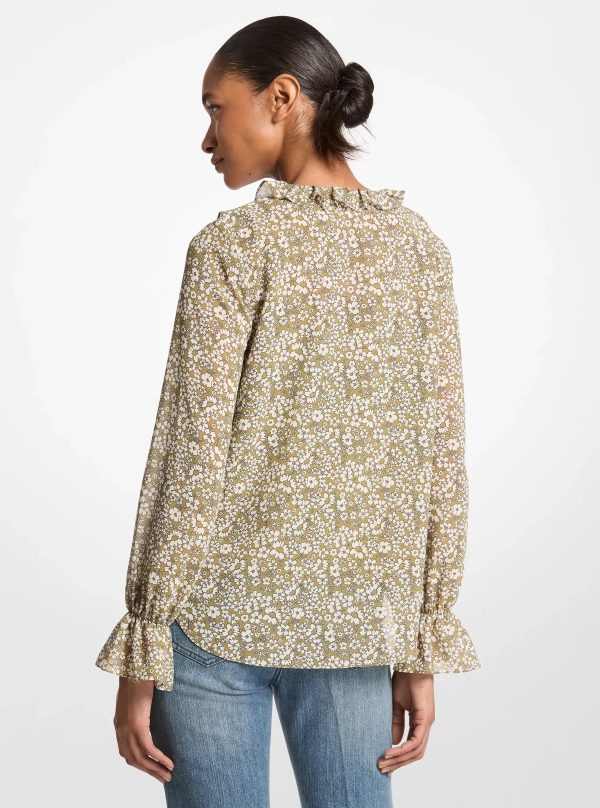 Michael Kors Floral Print Georgette Ruffle Blouse - Preorder