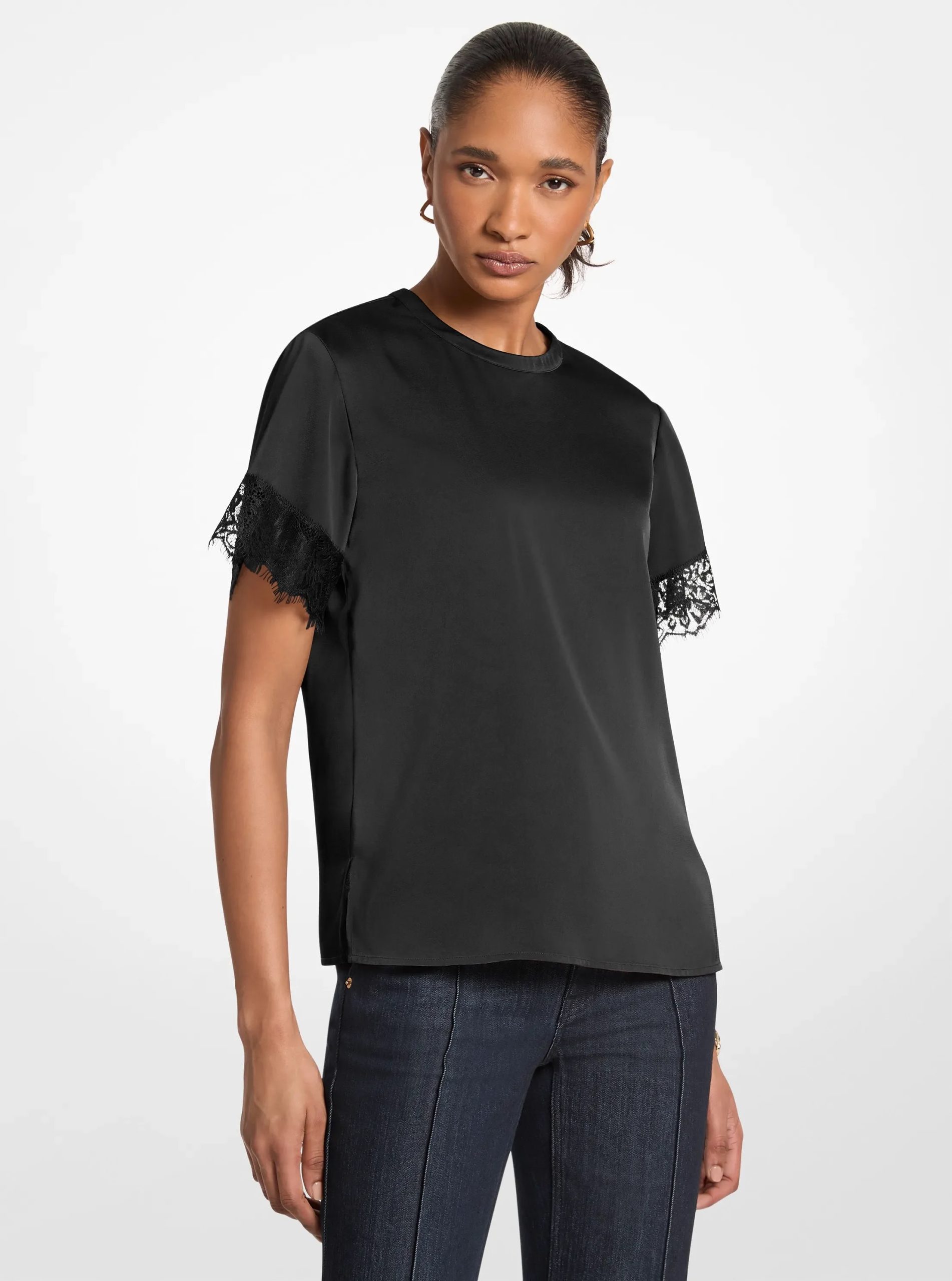 Michael Kors Satin Lace Trim Shirt - Preorder