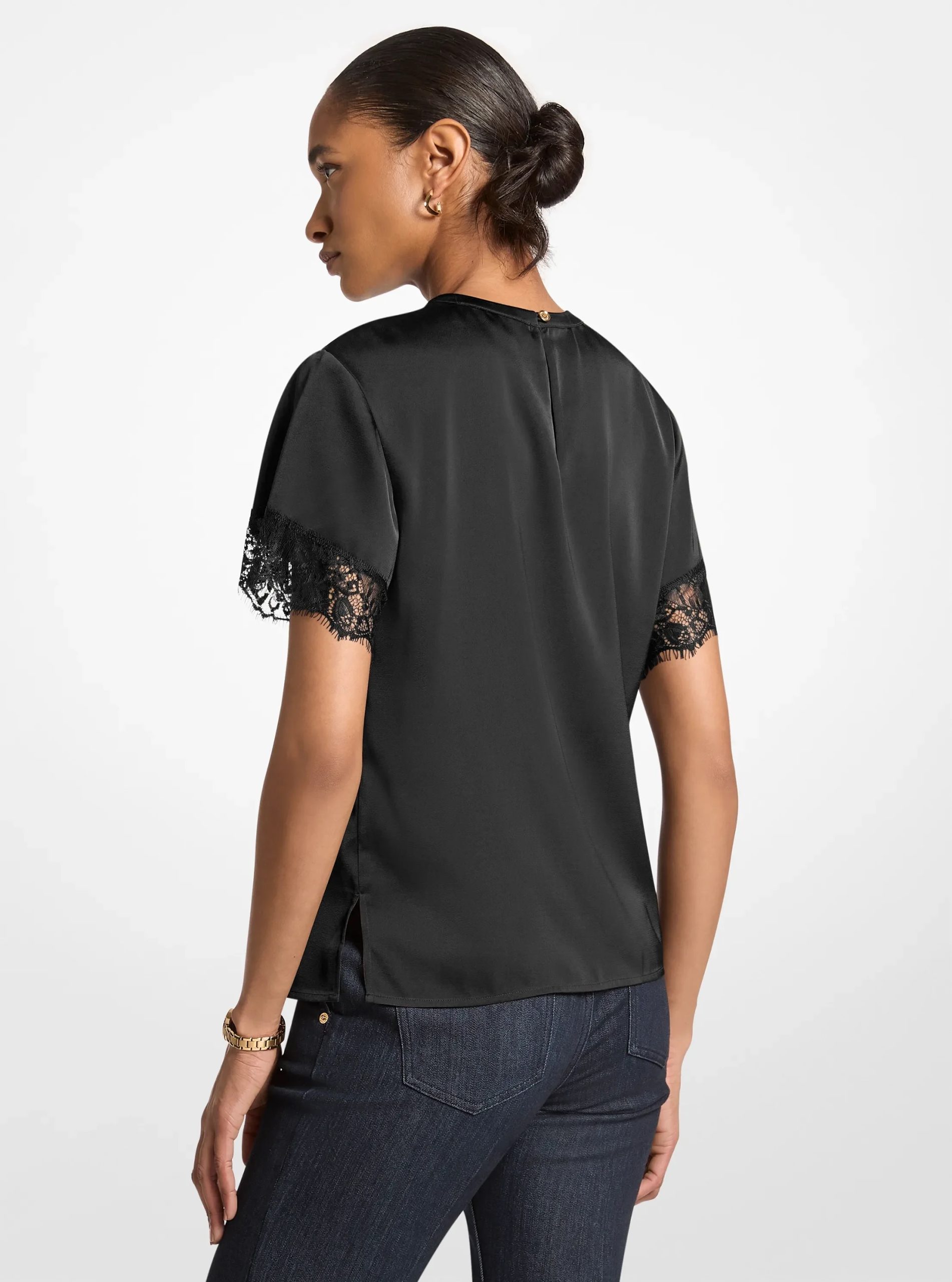 Michael Kors Satin Lace Trim Shirt - Preorder