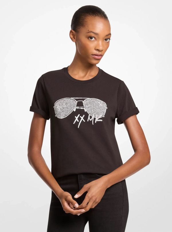 Michael Kors Embellished Printed Cotton Jersey T-Shirt - Preorder