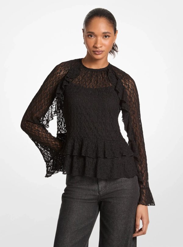 Michael Kors Ruffled Floral Lace Top - Preorder