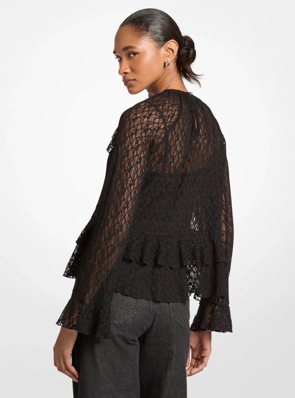 Michael Kors Ruffled Floral Lace Top - Preorder