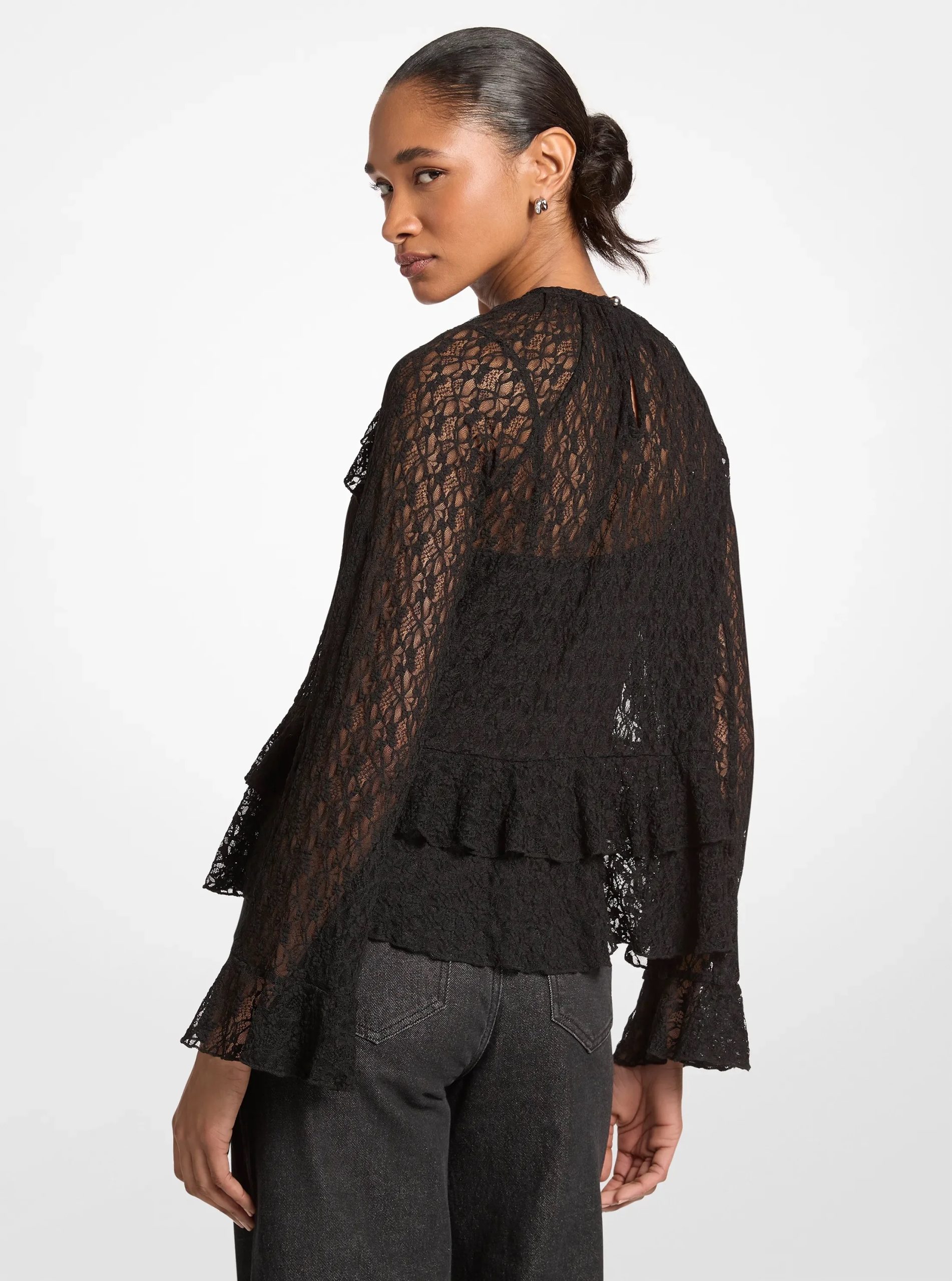 Michael Kors Ruffled Floral Lace Top - Preorder - Image 2