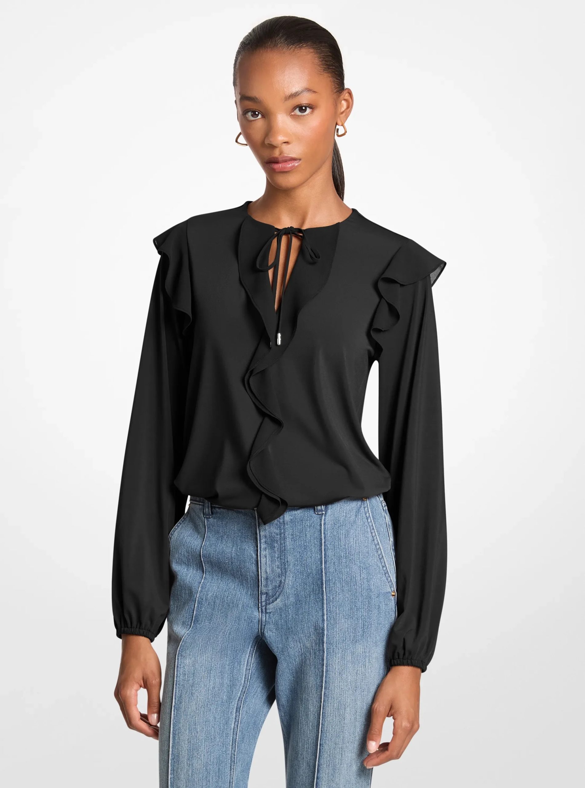 Michael Kors Ruffled Georgette Long-Sleeve Top - Preorder