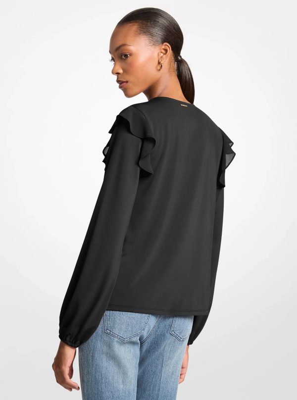Michael Kors Ruffled Georgette Long-Sleeve Top - Preorder