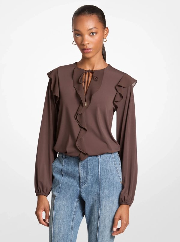 Michael Kors Ruffled Georgette Long-Sleeve Top - Preorder