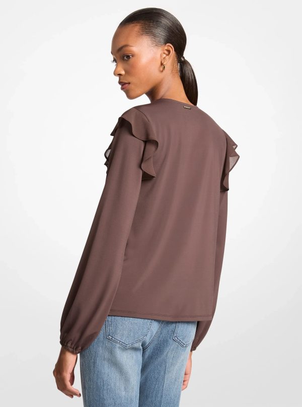 Michael Kors Ruffled Georgette Long-Sleeve Top - Preorder