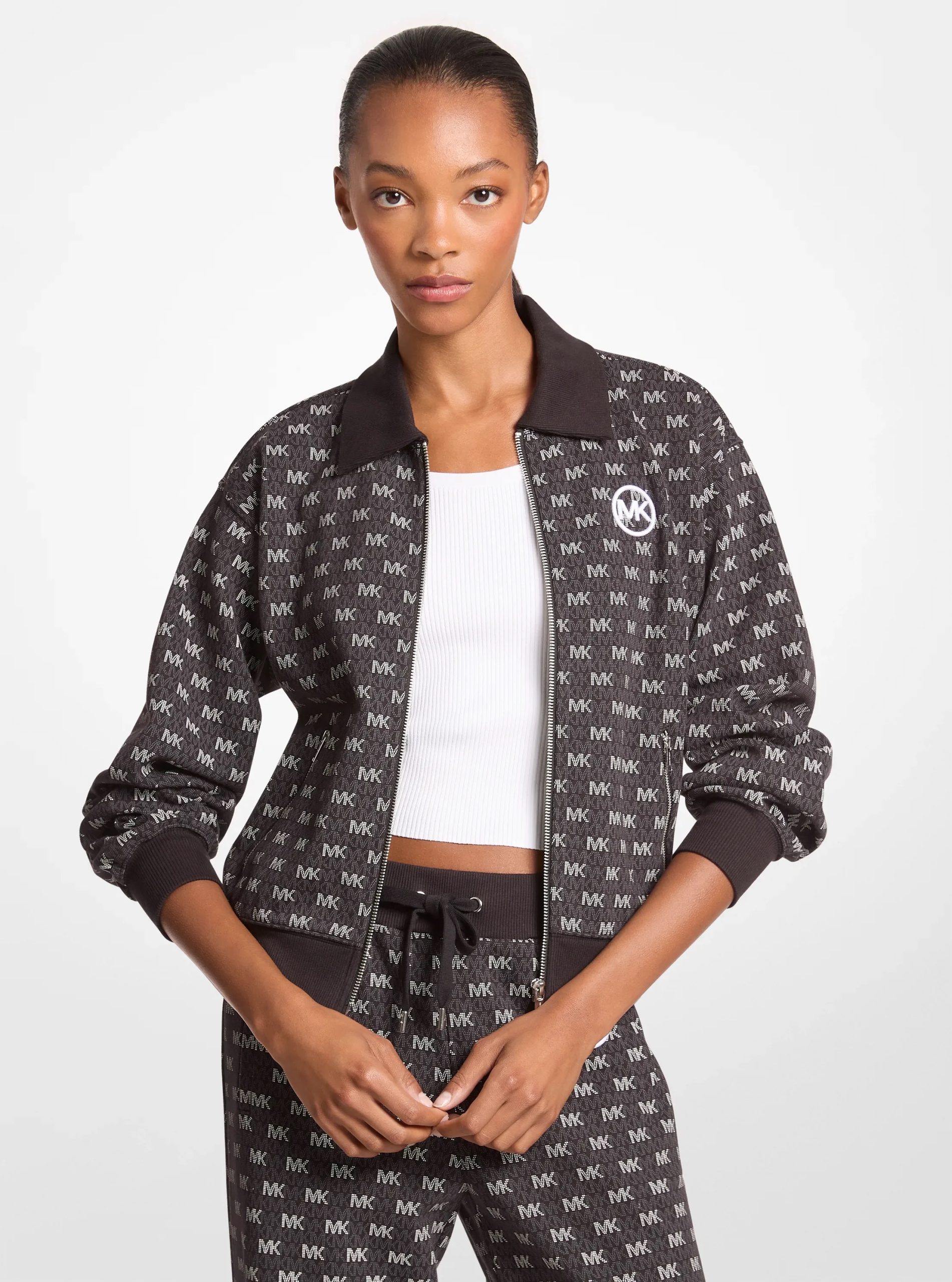 Michael Kors Logo Cotton Blend Zip-Up Jacket - Preorder - Image 5