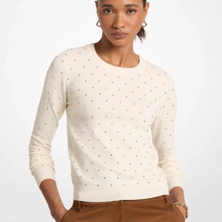 Michael Kors Studded Stretch Viscose Sweater - Preorder — Bone