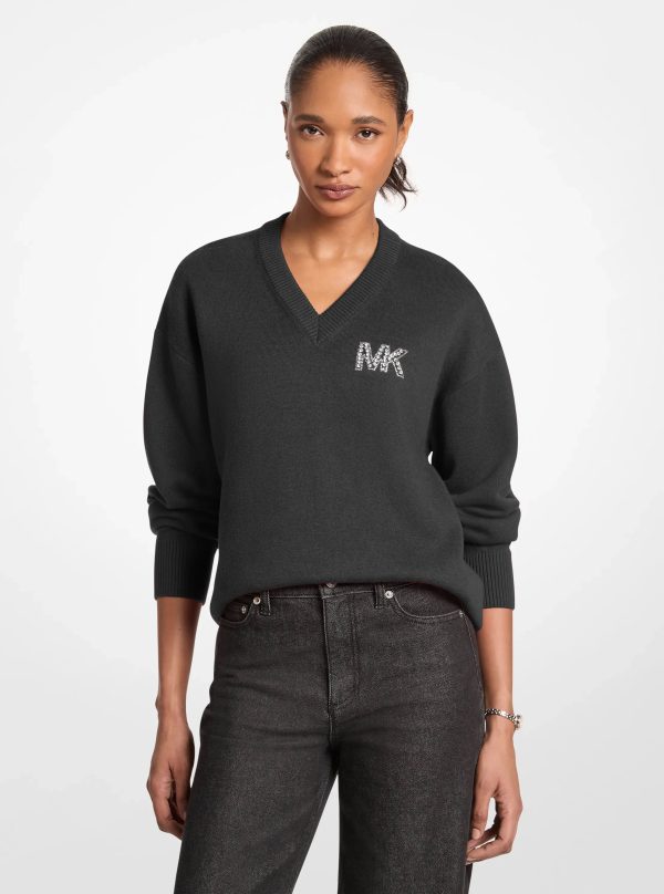 Michael Kors Embellished Logo Cotton Blend Sweater - Preorder