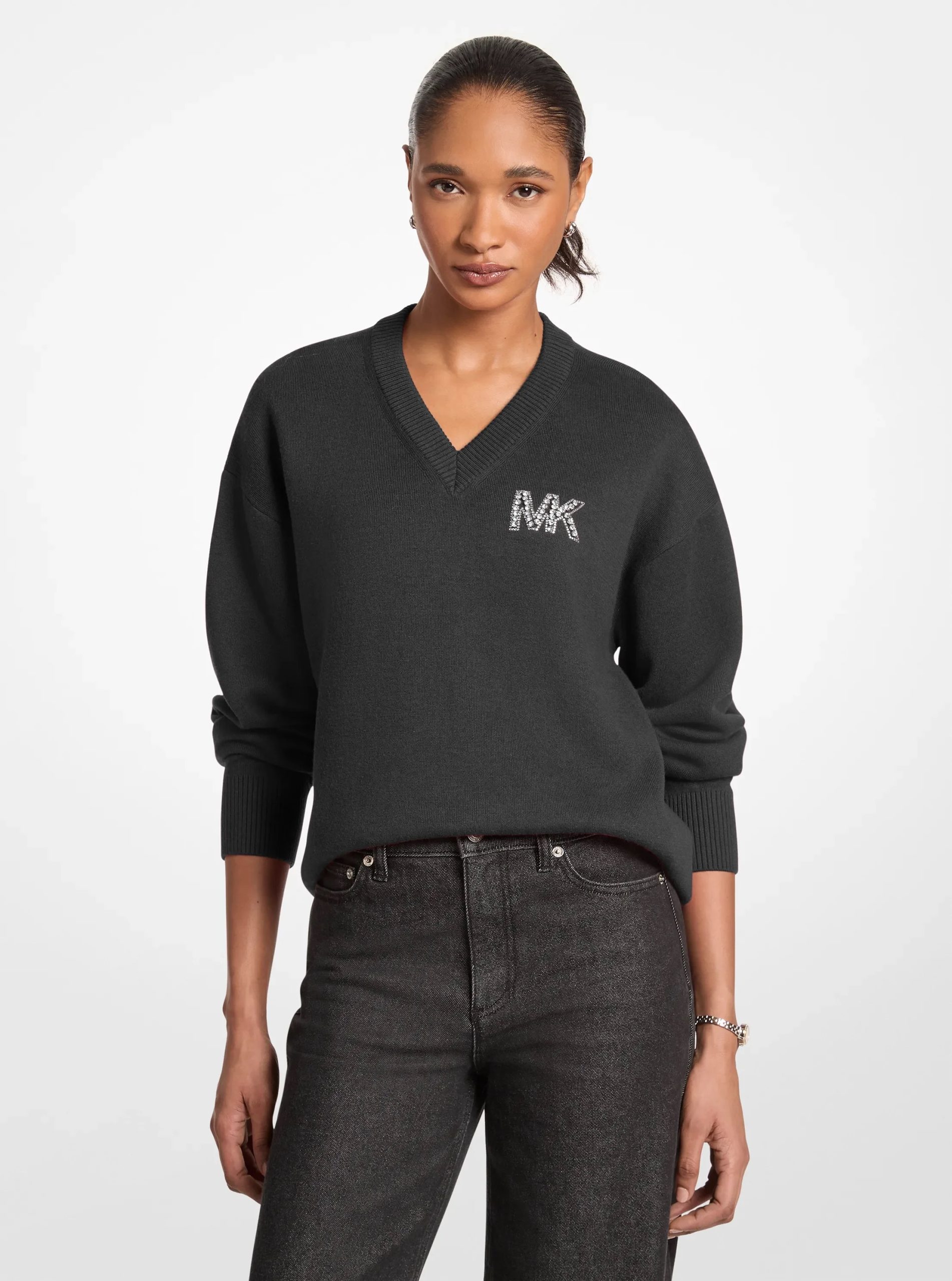 Michael Kors Embellished Logo Cotton Blend Sweater - Preorder - Image 3