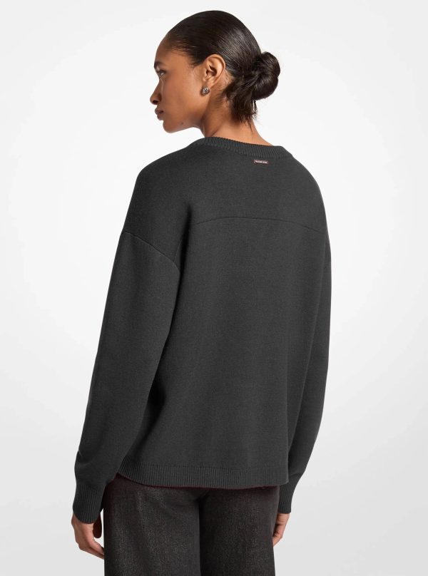 Michael Kors Embellished Logo Cotton Blend Sweater - Preorder