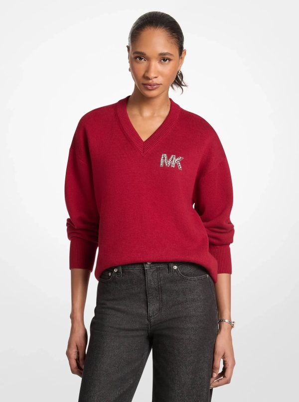 Michael Kors Embellished Logo Cotton Blend Sweater - Preorder