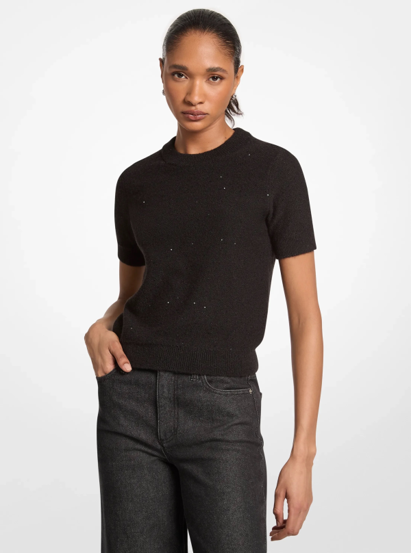 Michael Kors Embellished Knit Short-Sleeve Sweater - Preorder