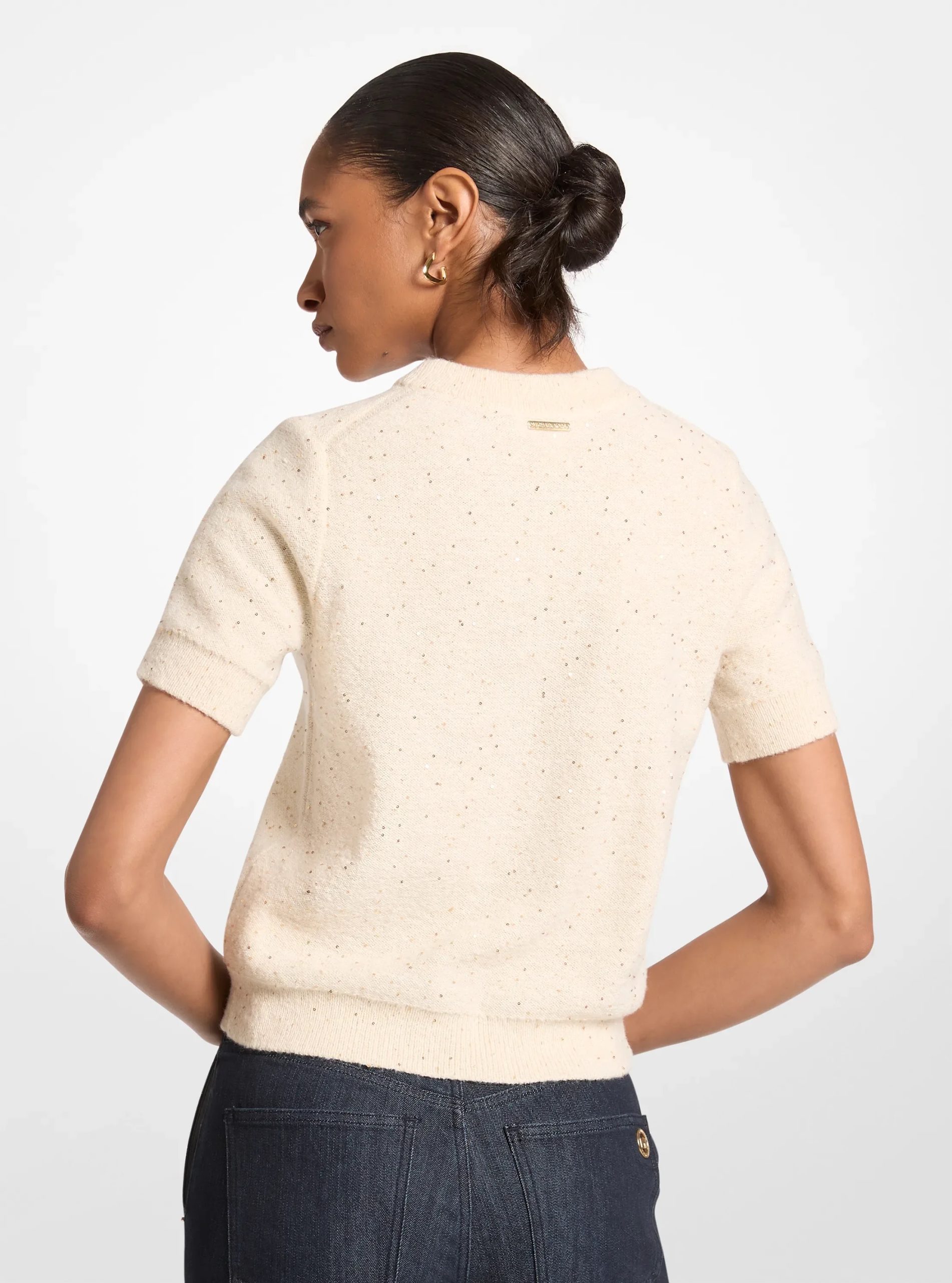 Michael Kors Embellished Knit Short-Sleeve Sweater - Preorder