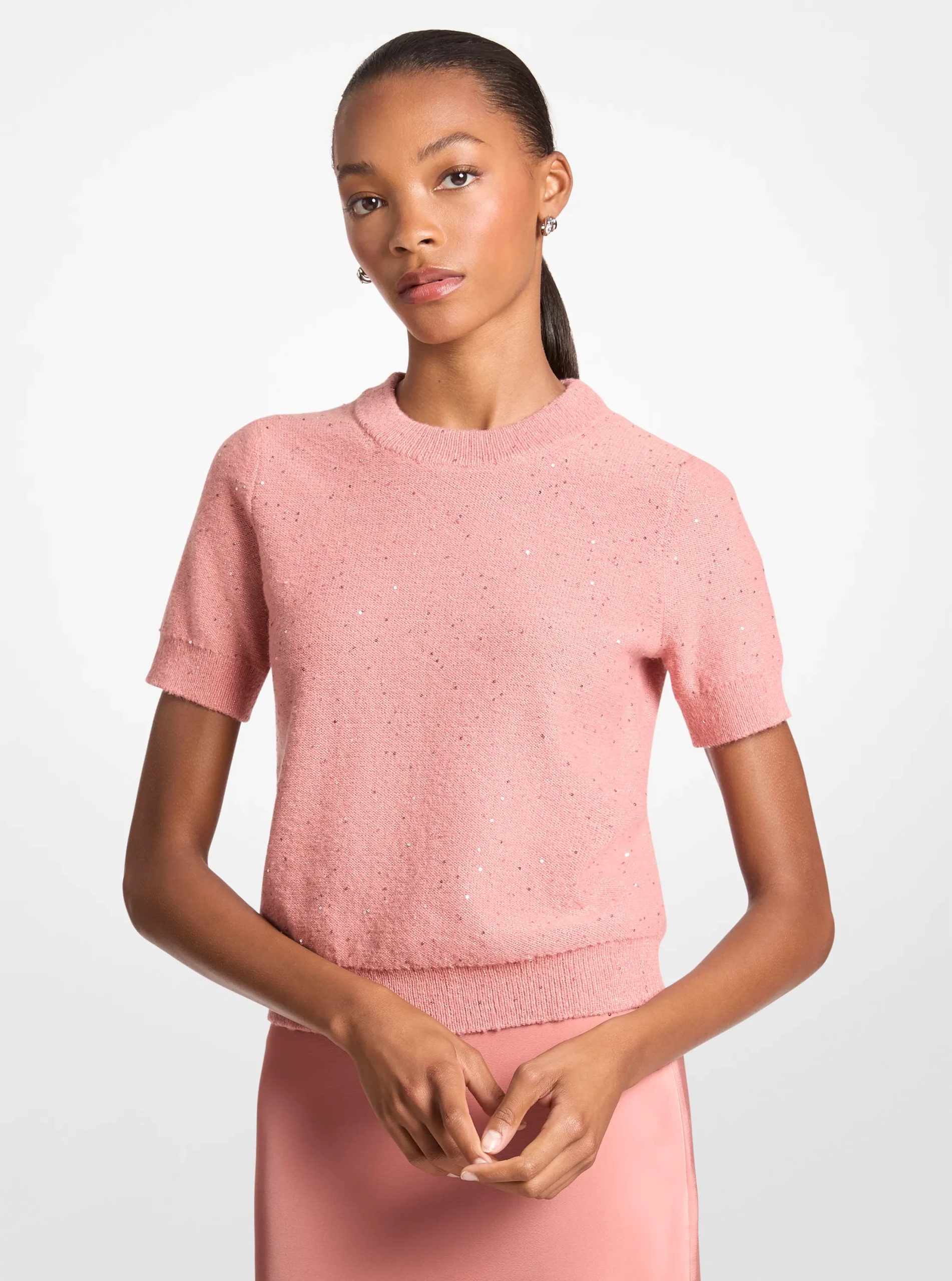 Michael Kors Embellished Knit Short-Sleeve Sweater - Preorder