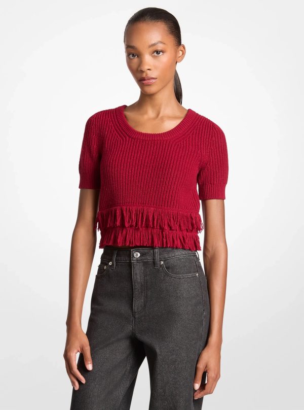 Michael Kors Fringed Knit Short-Sleeve Sweater - Preorder