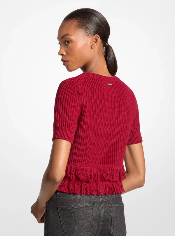 Michael Kors Fringed Knit Short-Sleeve Sweater - Preorder