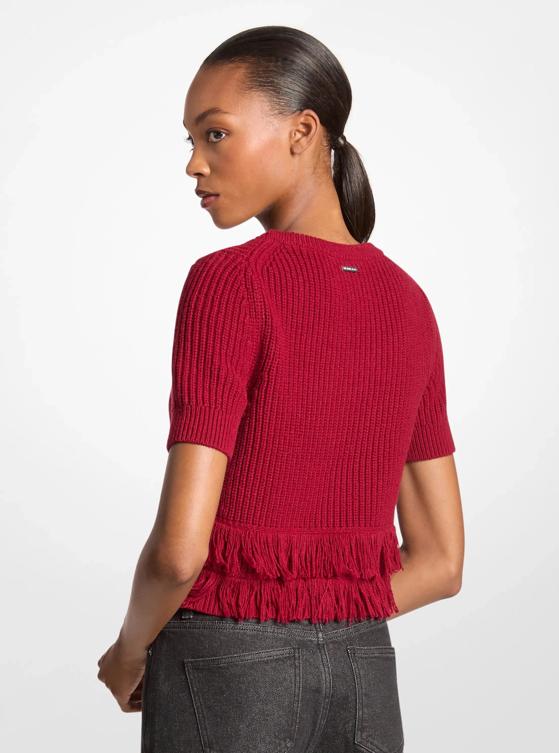 Michael Kors Fringed Knit Short-Sleeve Sweater - Preorder