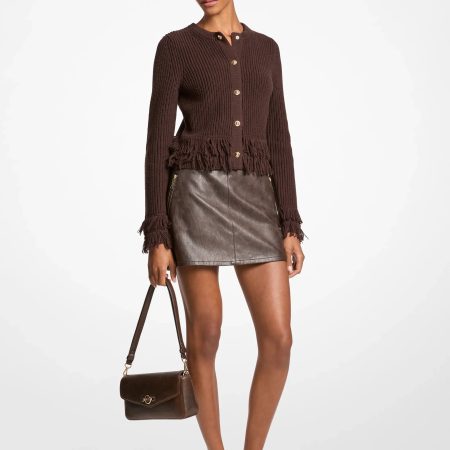 Michael Kors Knit Fringed Cardigan - Preorder — Chocolate