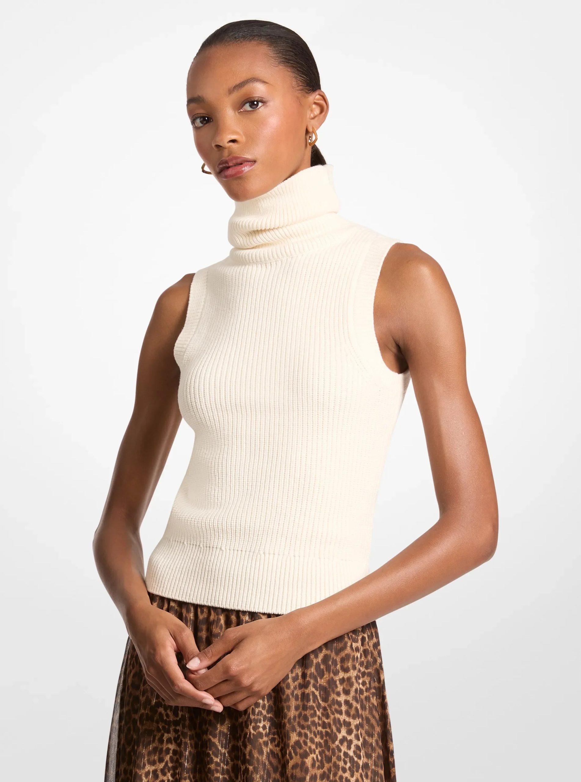 Michael Kors Cotton Blend Sleeveless Turtleneck - Preorder
