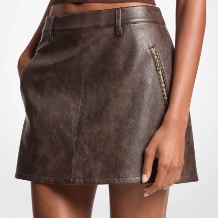 Michael Kors Distressed Mini Skirt - Preorder — Chocolate