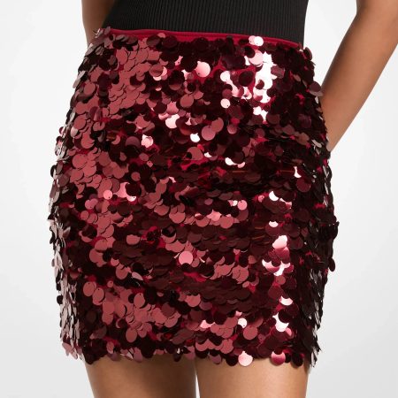 Michael Kors Paillette Embellished Mini Skirt - Preorder — Maroon