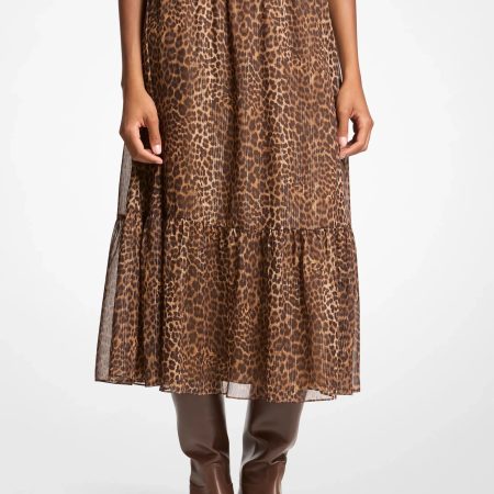 Michael Kors Leopard Print Tiered Midi Skirt - Preorder — Dark Camel