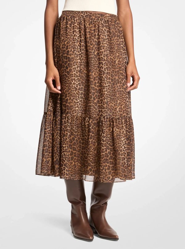 Michael Kors Leopard Print Tiered Midi Skirt - Preorder