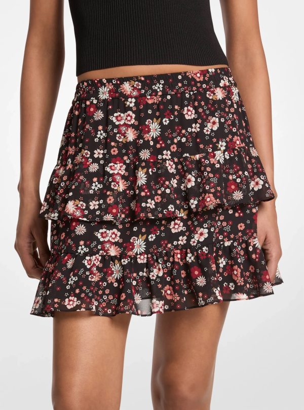 Michael Kors Floral Print Georgette Skirt - Preorder